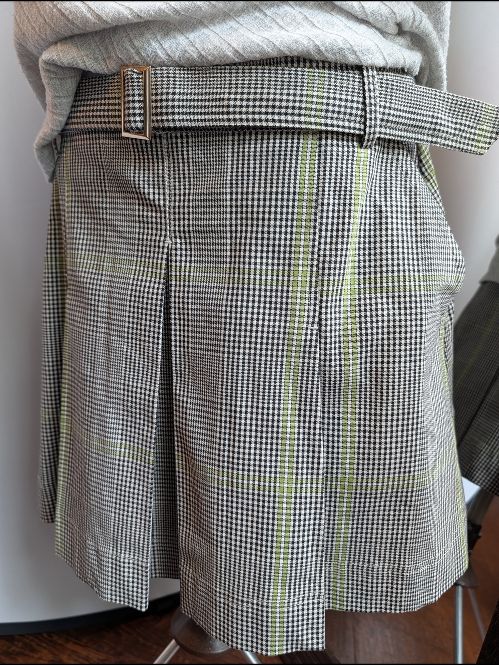 Free Assembly Cotton Plaid Pleated Skirt - Picture 2 of 8